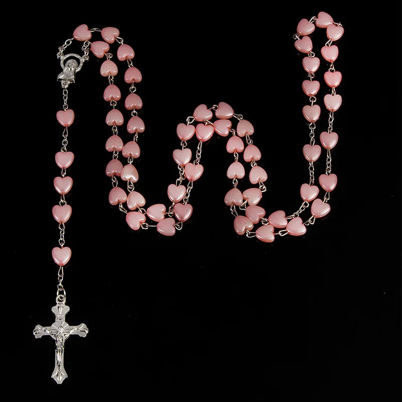 Chapelet en Perles de Cœur Rose