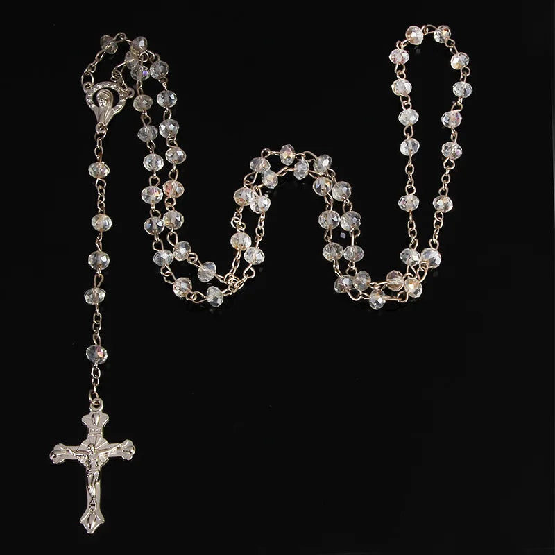 Chapelet en Perles de Cristal Transparent