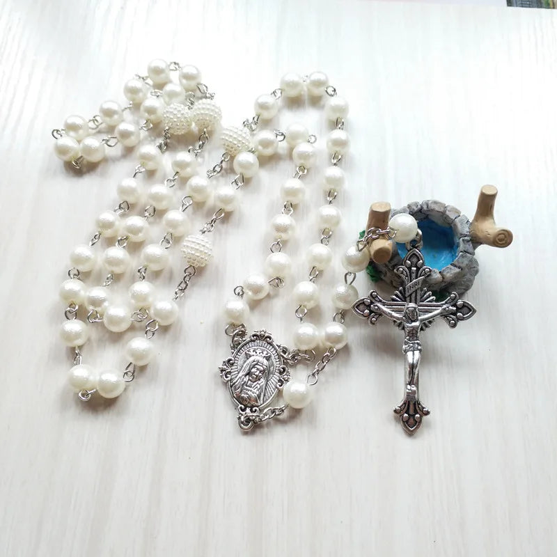 Chapelet Perles Nacrées avec Médaillon de la Vierge Marie