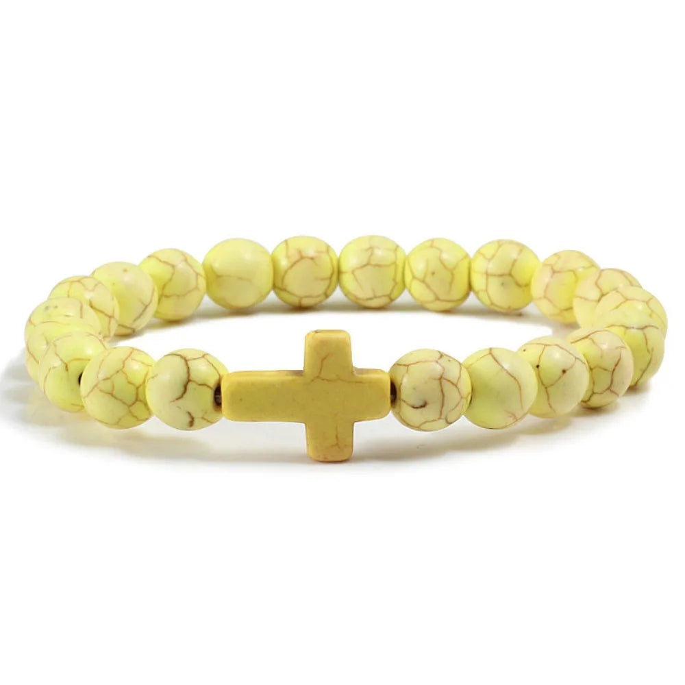 Bracelet Pierre Naturelle Croix – Bracelet Perles
