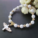 Bracelet De Perles Religieux Avec Croix Et Cristaux - Extensible - Pour Femmes, Filles, Hommes - Cadeau Spirituel - 4