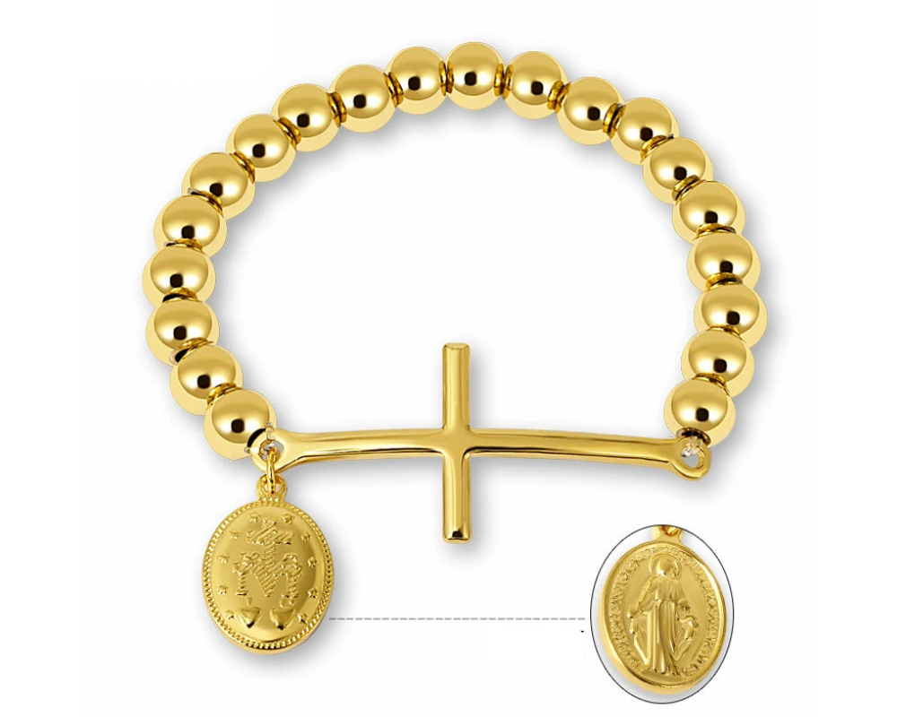 Bracelet Croix Dorée Éclatante avec Médaillon