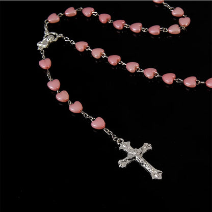 Chapelet en Perles de Cœur Rose