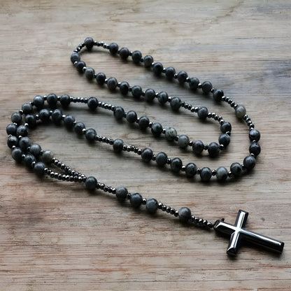 Chapelet en Perles de Pierre Noire et Lapis Lazuli