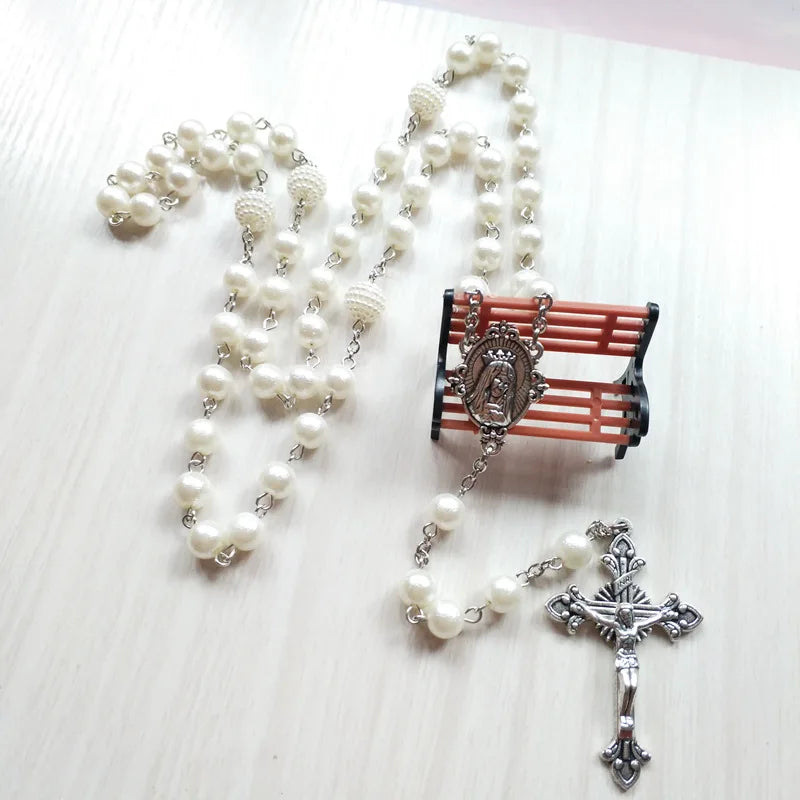 Chapelet Perles Nacrées avec Médaillon de la Vierge Marie