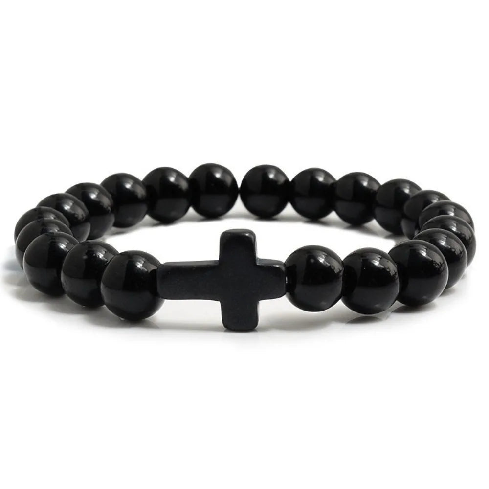 Bracelet Pierre Naturelle Croix – Bracelet Perles