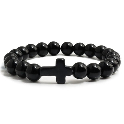 Bracelet Pierre Naturelle Croix – Bracelet Perles