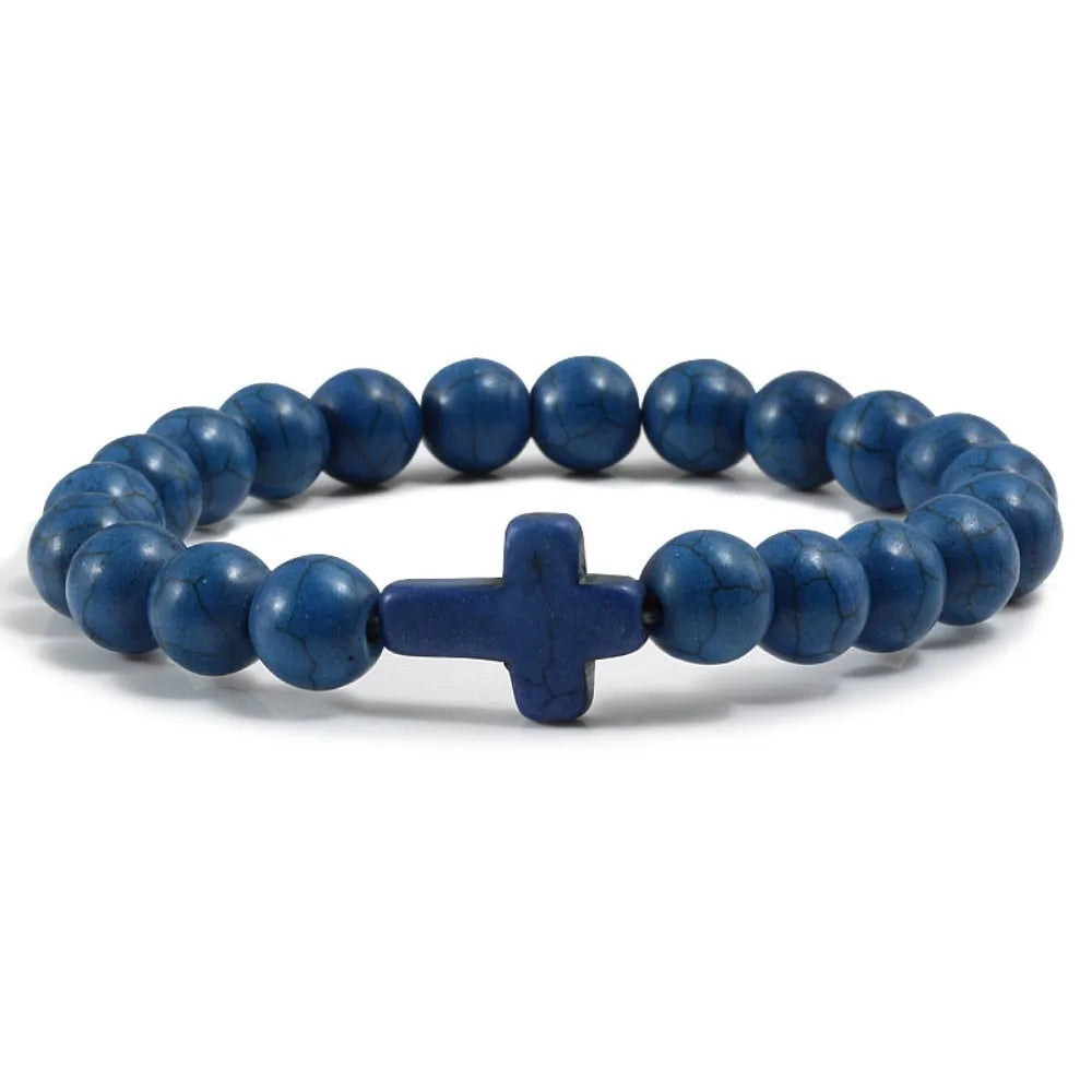 Bracelet Pierre Naturelle Croix – Bracelet Perles