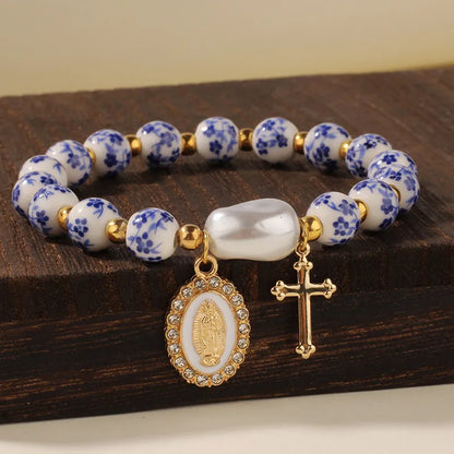 Bracelet Croix Religieux Céramique – Croix et Symboles Catholiques