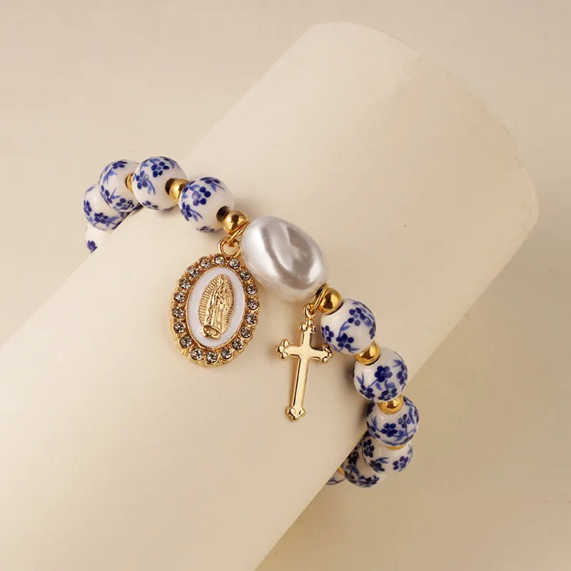 Bracelet Croix Religieux Céramique – Croix et Symboles Catholiques