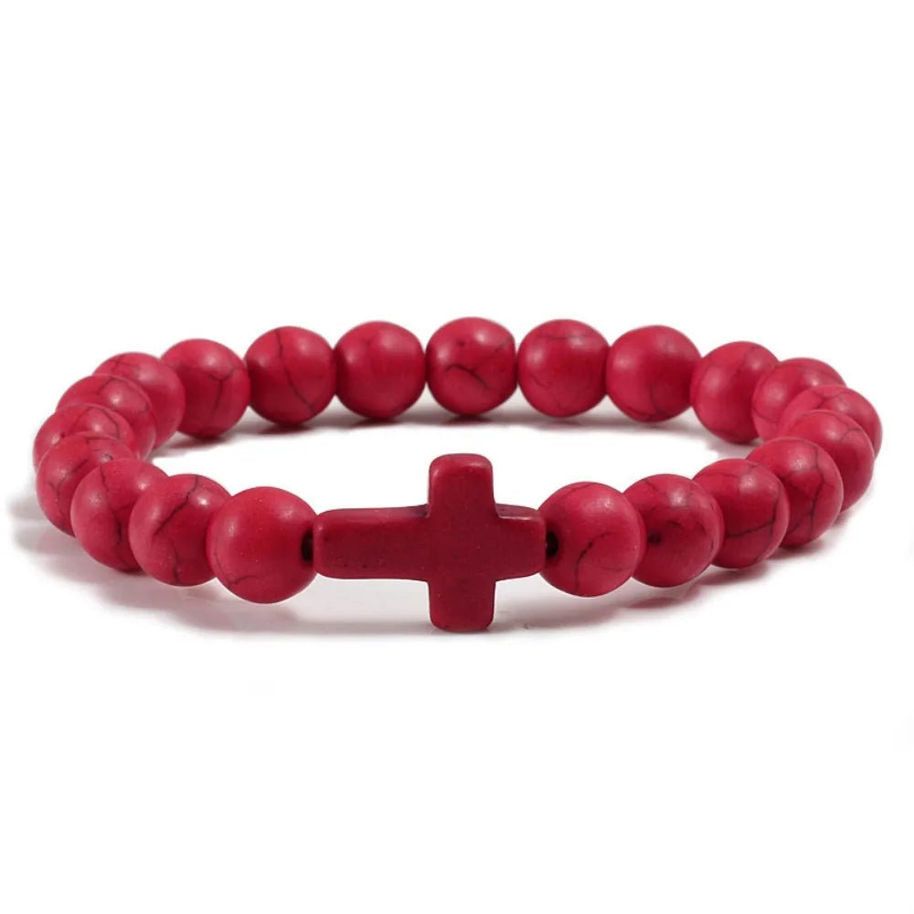 Bracelet Pierre Naturelle Croix – Bracelet Perles