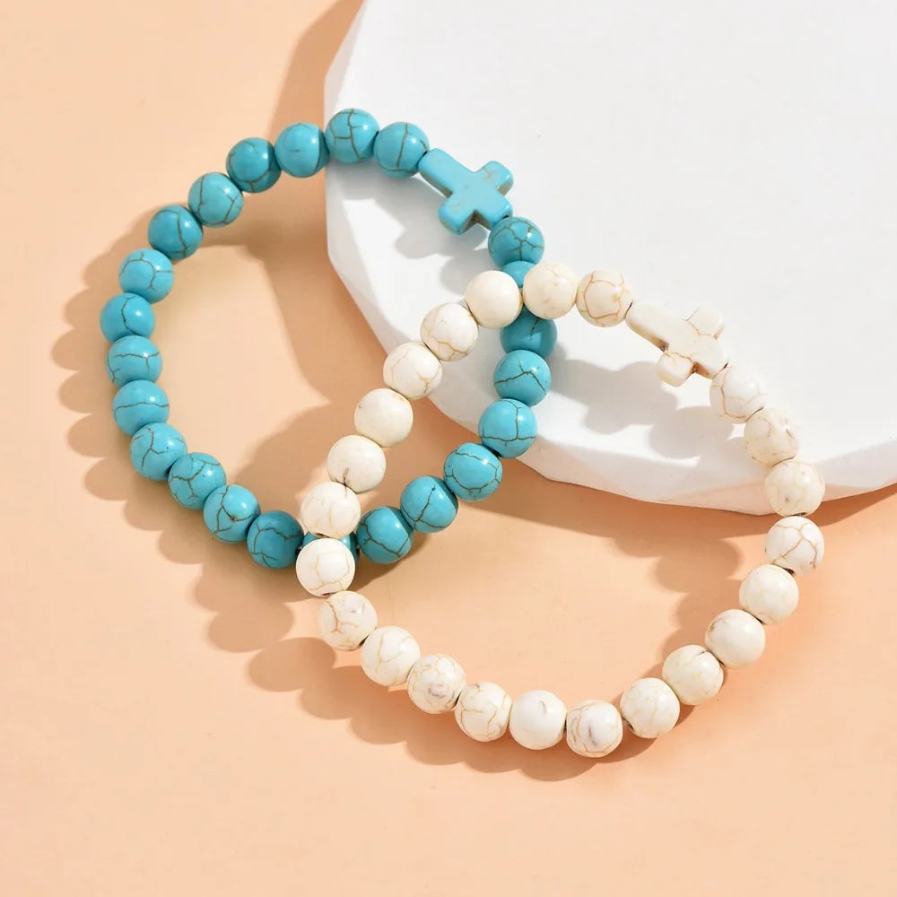 Bracelet Pierre Naturelle Croix – Bracelet Perles