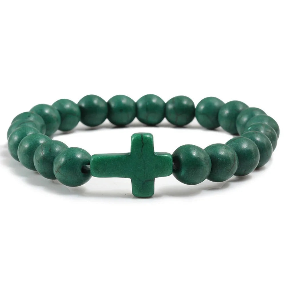 Bracelet Pierre Naturelle Croix – Bracelet Perles