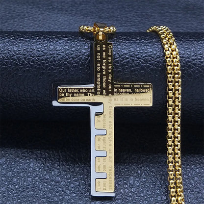 AFSTALR Collier Croix Homme Or/Argent – Chaîne Pendentif Croix Acier Inoxydable 316L, Bijoux Chrétien Élégant Pour Homme & Femme