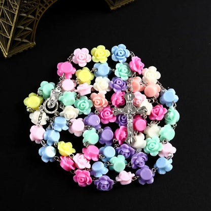 Chapelet en Perles de Roses Multicolores