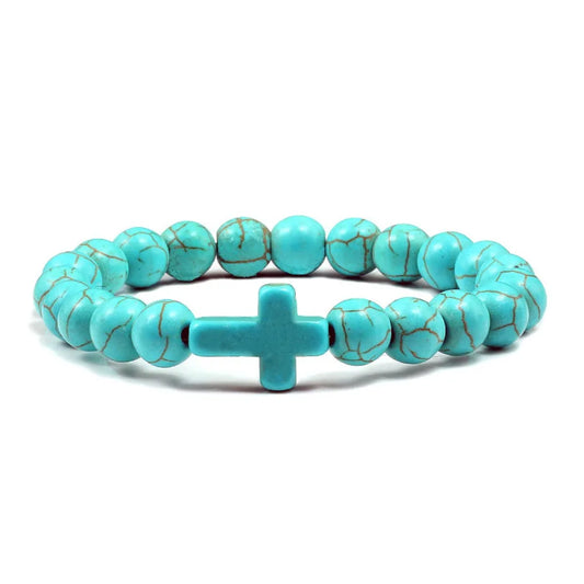 Bracelet Pierre Naturelle Croix – Bracelet Perles