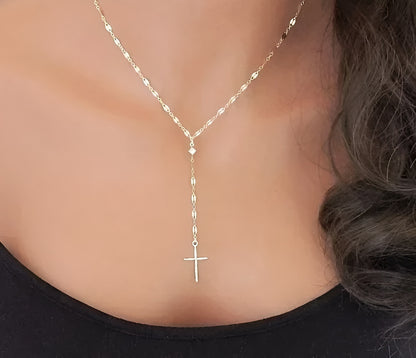 Collier Femme Croix Suspendue en Y - Élégance Moderne et Subtile