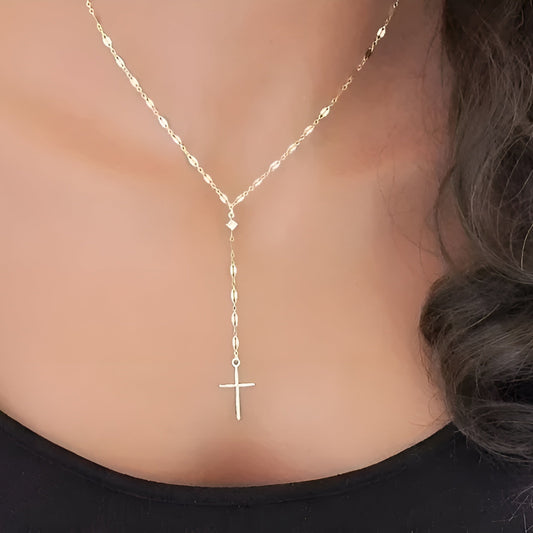 Collier Femme Croix Suspendue en Y - Élégance Moderne et Subtile
