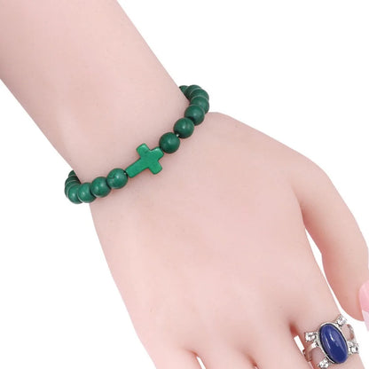 Bracelet Pierre Naturelle Croix – Bracelet Perles
