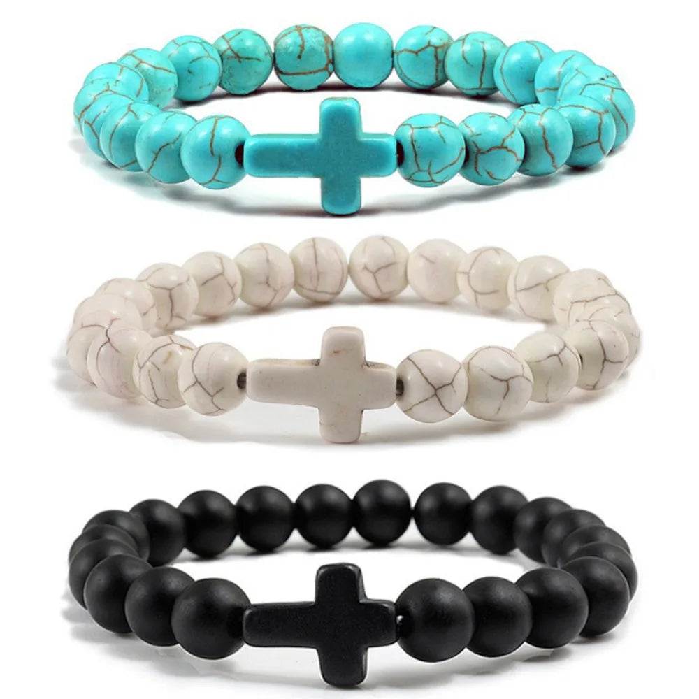 Bracelet Pierre Naturelle Croix – Bracelet Perles