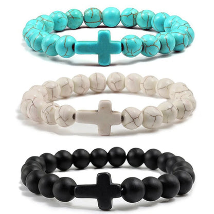 Bracelet Pierre Naturelle Croix – Bracelet Perles