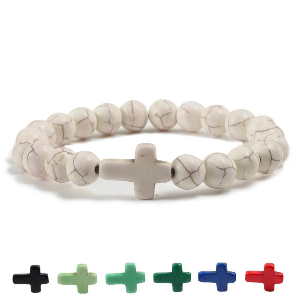 Bracelet Pierre Naturelle Croix – Bracelet Perles