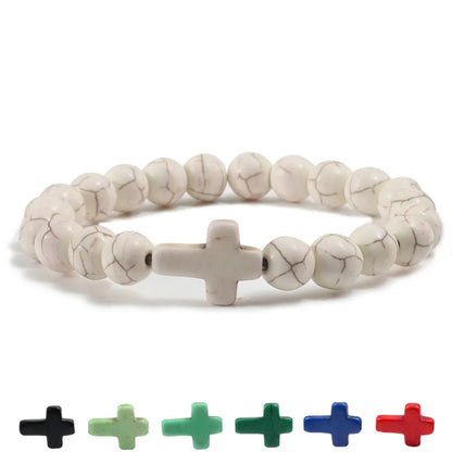 Bracelet Pierre Naturelle Croix – Bracelet Perles