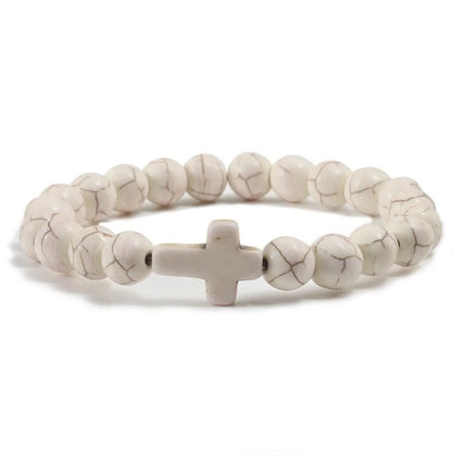 Bracelet Pierre Naturelle Croix – Bracelet Perles