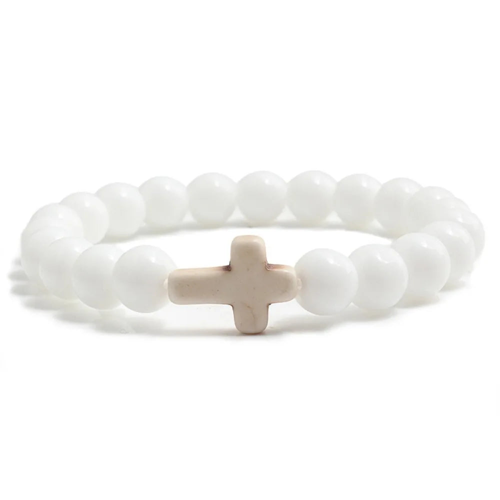Bracelet Pierre Naturelle Croix – Bracelet Perles