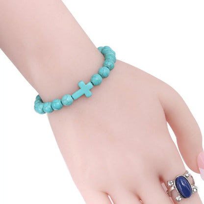 Bracelet Pierre Naturelle Croix – Bracelet Perles